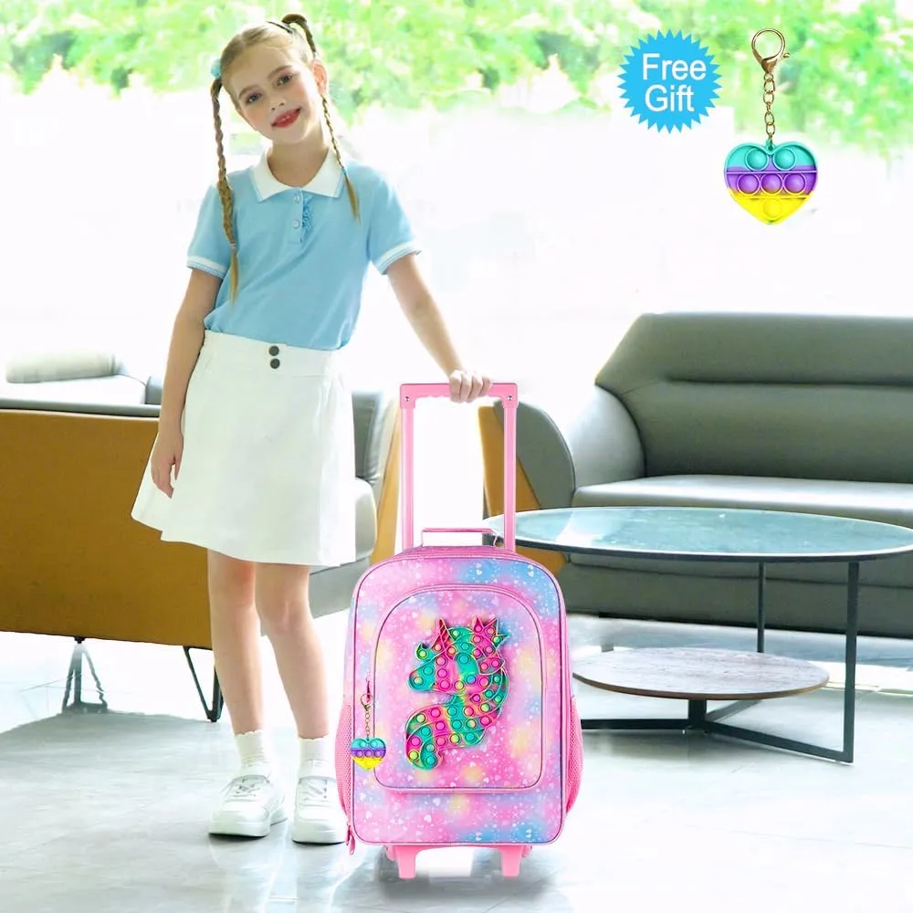 Kids Suitcase with Wheels for Girls and Boys, Rolling Carry on Luggage for Toddler Children