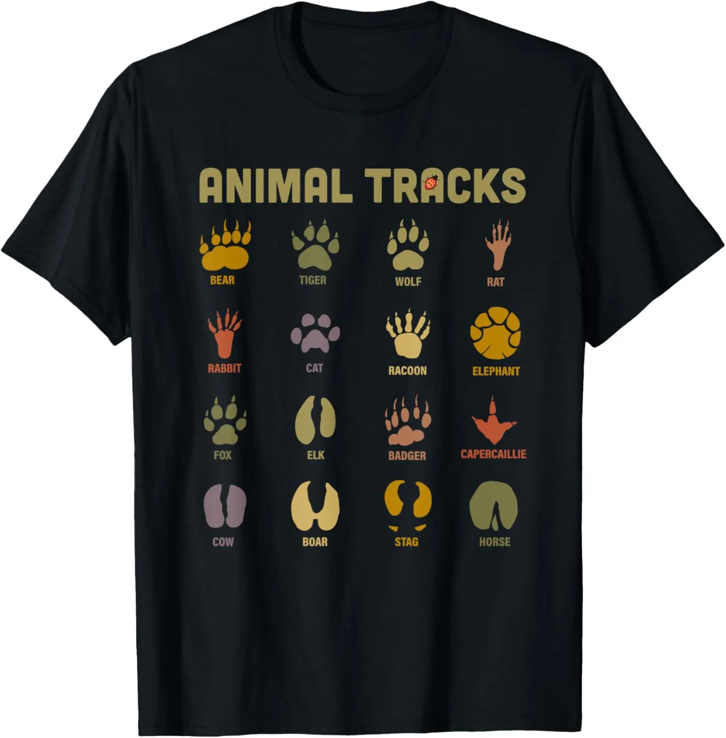 Kids Wild Animal Tracks Boys and Girls Kids Learning Design T-Shirt