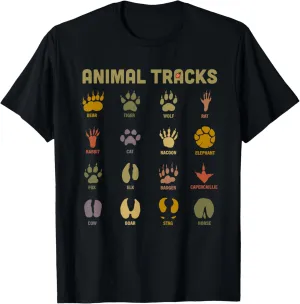 Kids Wild Animal Tracks Boys and Girls Kids Learning Design T-Shirt