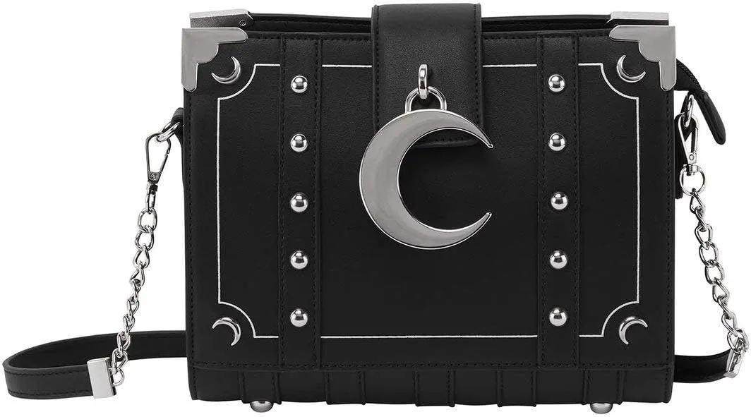 Killstar Myth Witch Spell Book Gothic Punk Crescent Moon Handbag KSRA001042