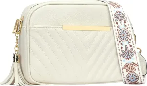 KKXIU Quilted Small Crossbody Bag for Women and Teen Girls Stylish Shoulder Purse with Wide Strap