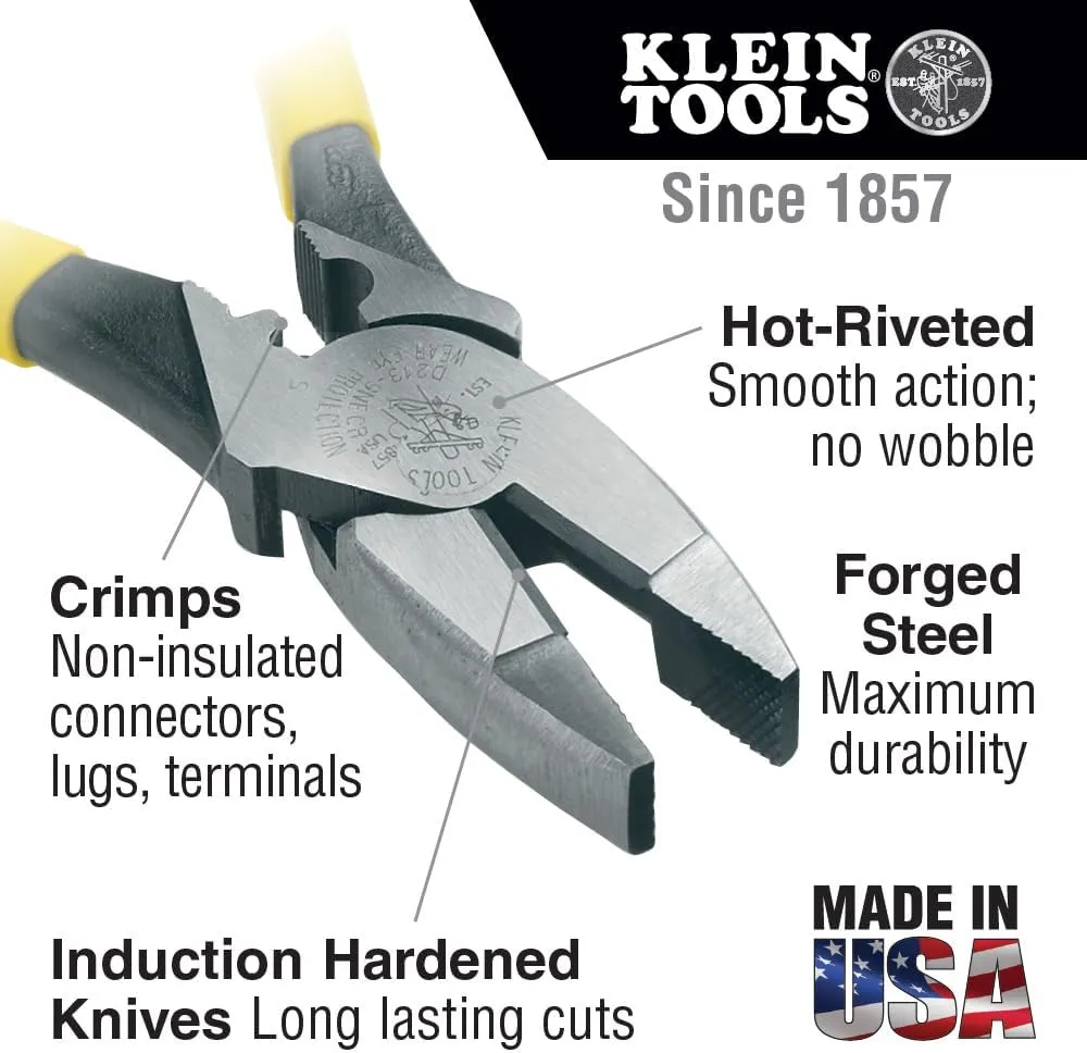 Klein Tools 80086 Journeyman Plier Kit, Made in USA, High Leverage Side Cutting, Diagonal, Long Nose Pliers to Strip, Cut and Crimp Wire, 6-Piece