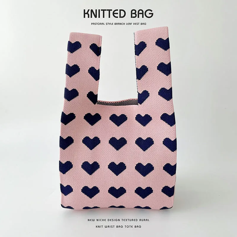 Knitted Bag - Hearts