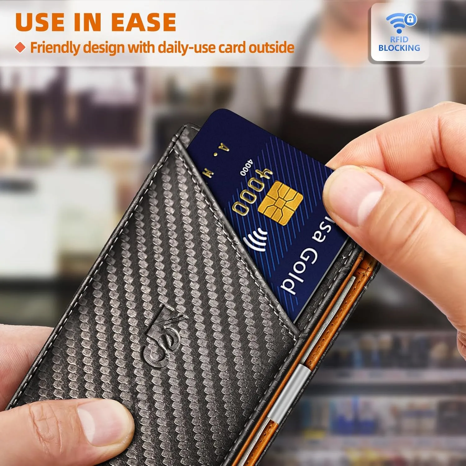 KS Mens Wallet Gift Airtag or Standard Use,Slim Front Pocket Leather Wallet Money Clip 11 cards RFID Blocking