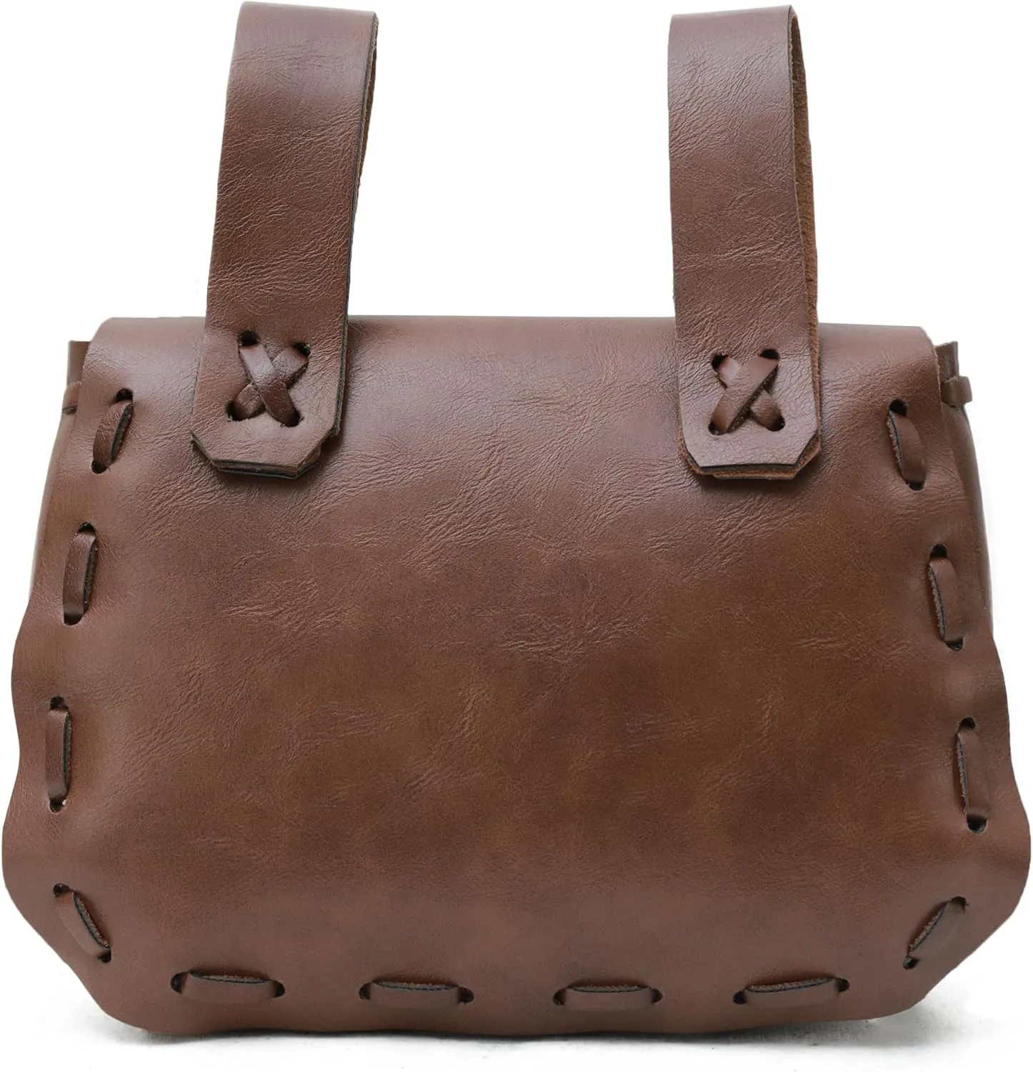 KUOIN Renaissance Belt Pouch, Women Medieval Waist Bag Ren Fest Faux Leather Costume Accessories (Brown)