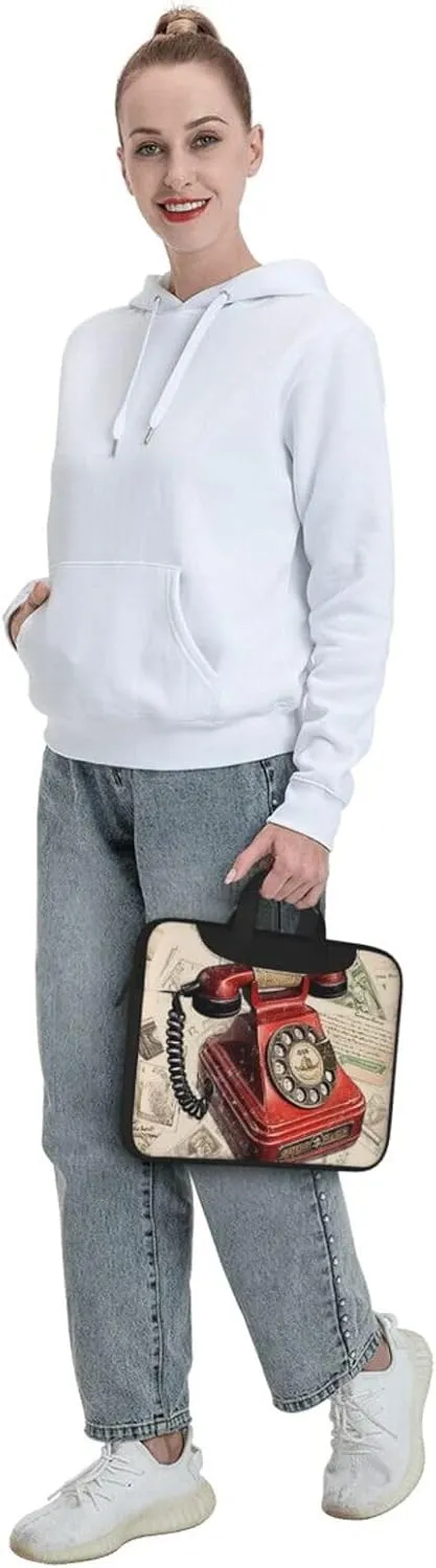 Laptop Shoulder Bag 13-15.6 inch Laptop Bag Stamp Telephone Computer Bag Messenger Bag for Men Women