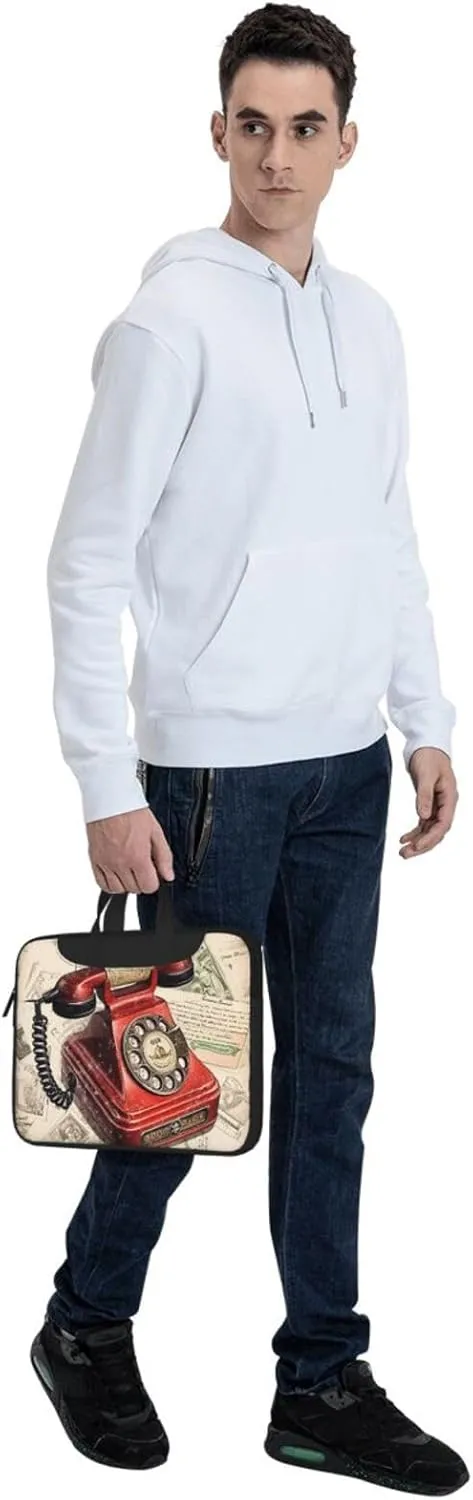 Laptop Shoulder Bag 13-15.6 inch Laptop Bag Stamp Telephone Computer Bag Messenger Bag for Men Women