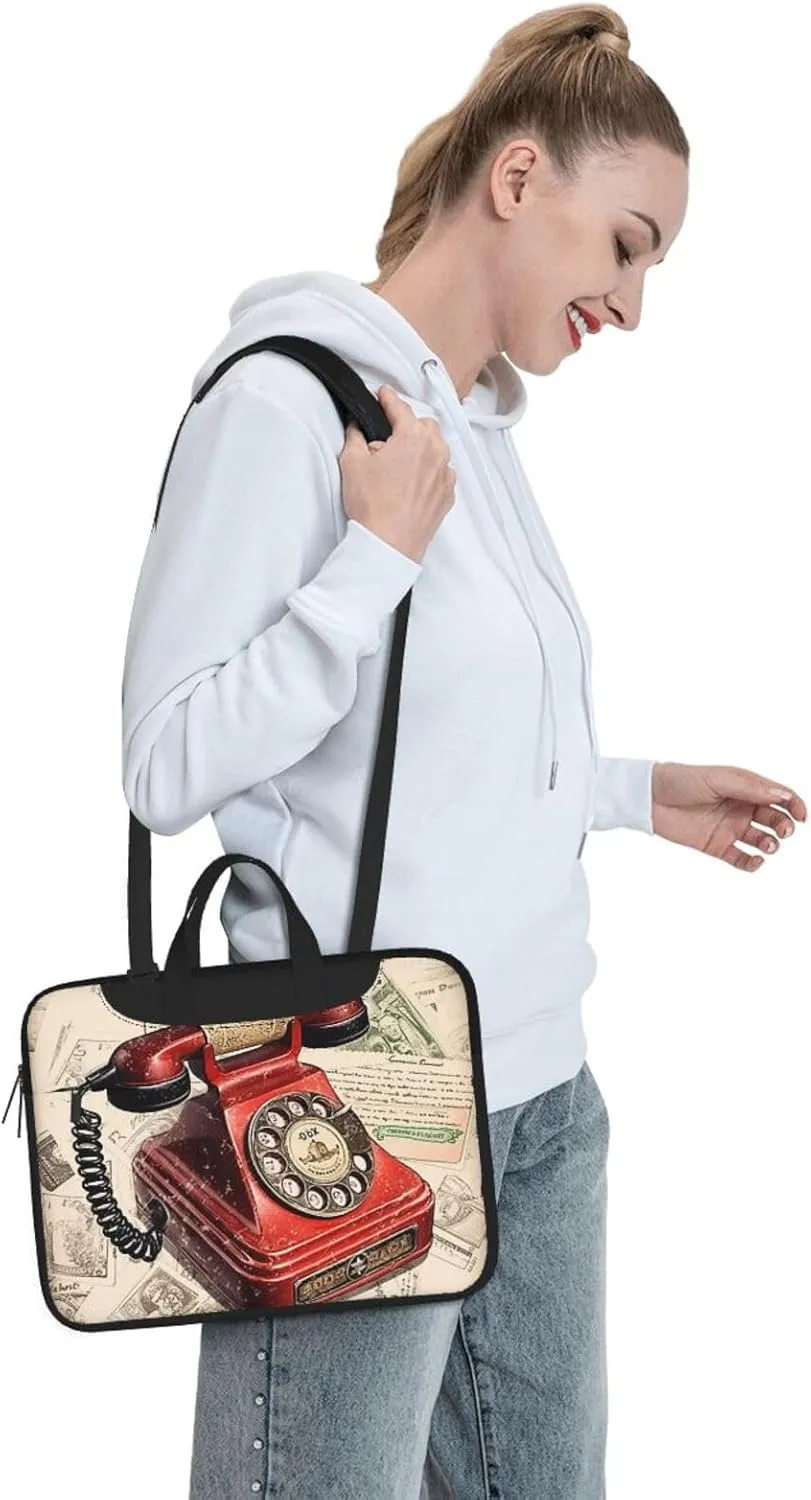 Laptop Shoulder Bag 13-15.6 inch Laptop Bag Stamp Telephone Computer Bag Messenger Bag for Men Women