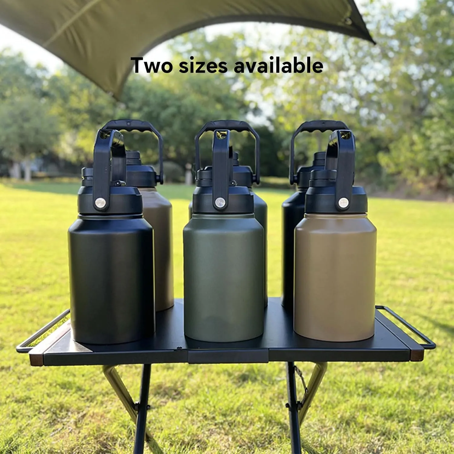 Large Capacity Insulated Cooling Water Bottle 134oz with Folding Handle Large Outdoor Portable Water Bottle with Large Mouth for Easy Cleaning, Insulated Mug for Outdoor Travel Picnic