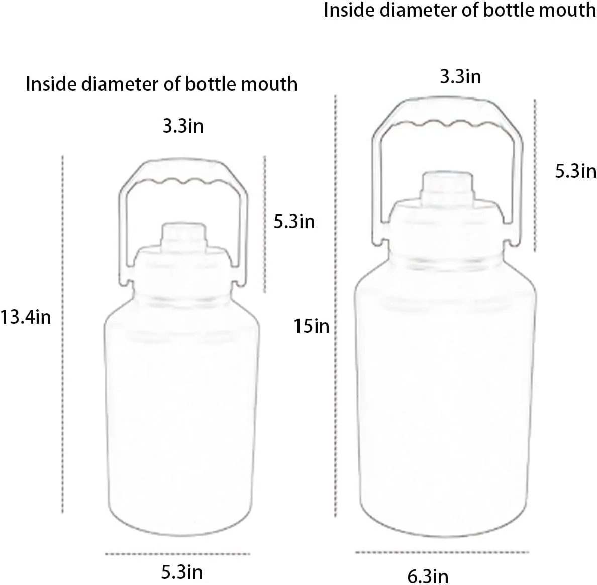 Large Capacity Insulated Cooling Water Bottle 134oz with Folding Handle Large Outdoor Portable Water Bottle with Large Mouth for Easy Cleaning, Insulated Mug for Outdoor Travel Picnic