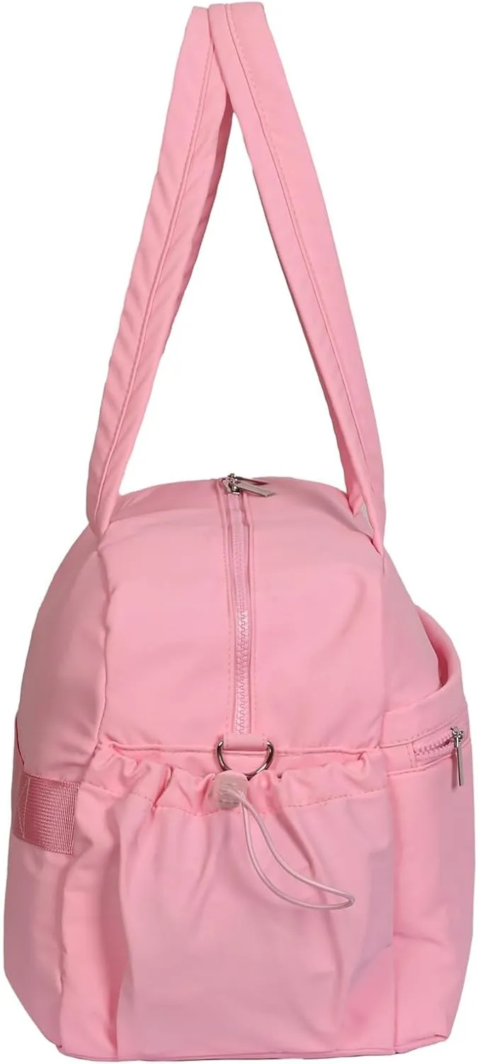 Large Gym Duffel Bag for Women, 28L Waterproof Travel Tote with Shoe Compartment, 8 Pockets, Detachable Shoulder Strap -Sports,Mother's Day gift Beach, Overnight Weekender (Pink, X-large)