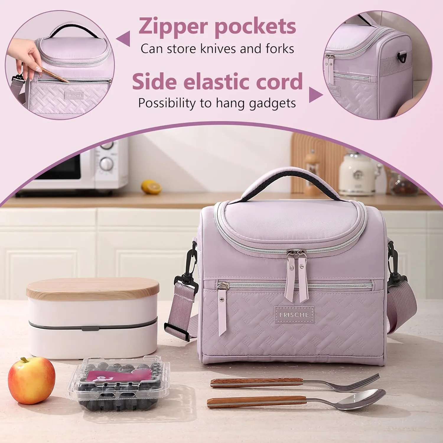 Large Lunch Bag Reusable, 8.5L Insulated Lunch Box with Adjustable Shoulder Strap, Soft Cooler Bag Leak-proof Insulation, Women's Insulated Lunch Bag for Work, Picnic, Travel (Sage Green)