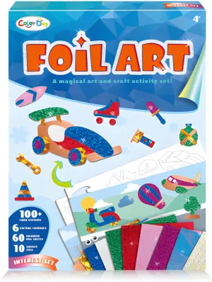 LariRob Foil Art Kit for Kids Racing, Airplane & Boys Craft Foil Painting Set, Craft Kits & Supplies, DIY Arts and Crafts for Boy Girls Age 3 , Racing, Airplane & Boys Birthday Gifts Travel Toy(Blue)
