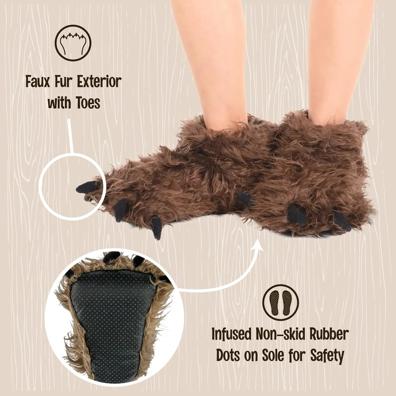 Lazy One Animal Paw Slippers for Kids and Adults, Fun Costume for Kids, Cozy Furry Slippers