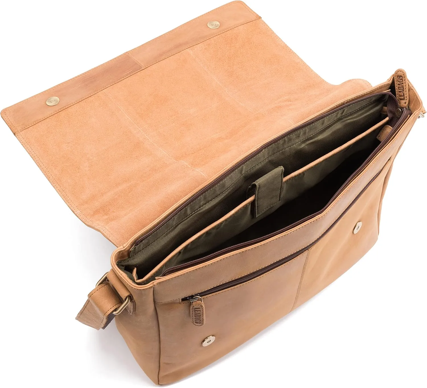 LEABAGS Acapulco genuine buffalo leather shoulder bag I Vintage look I 15 inch laptop I Office Messenger bag I Briefcase