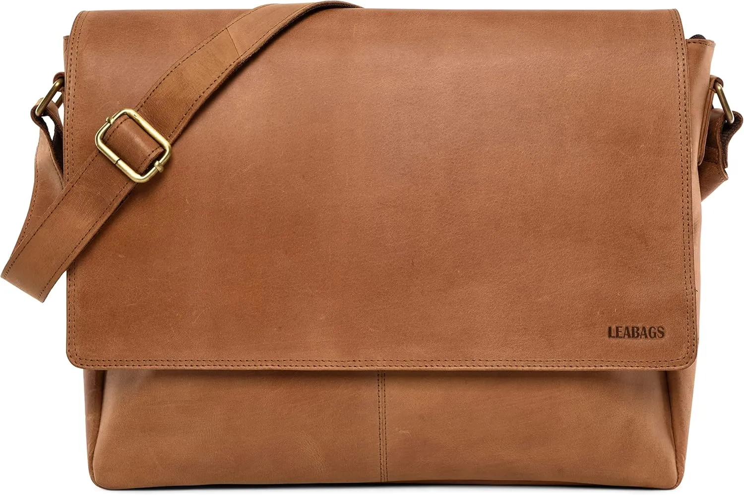 LEABAGS Acapulco genuine buffalo leather shoulder bag I Vintage look I 15 inch laptop I Office Messenger bag I Briefcase