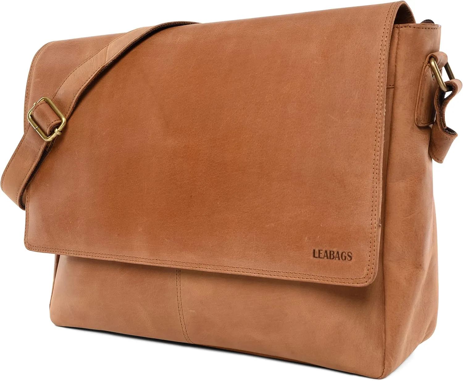 LEABAGS Acapulco genuine buffalo leather shoulder bag I Vintage look I 15 inch laptop I Office Messenger bag I Briefcase