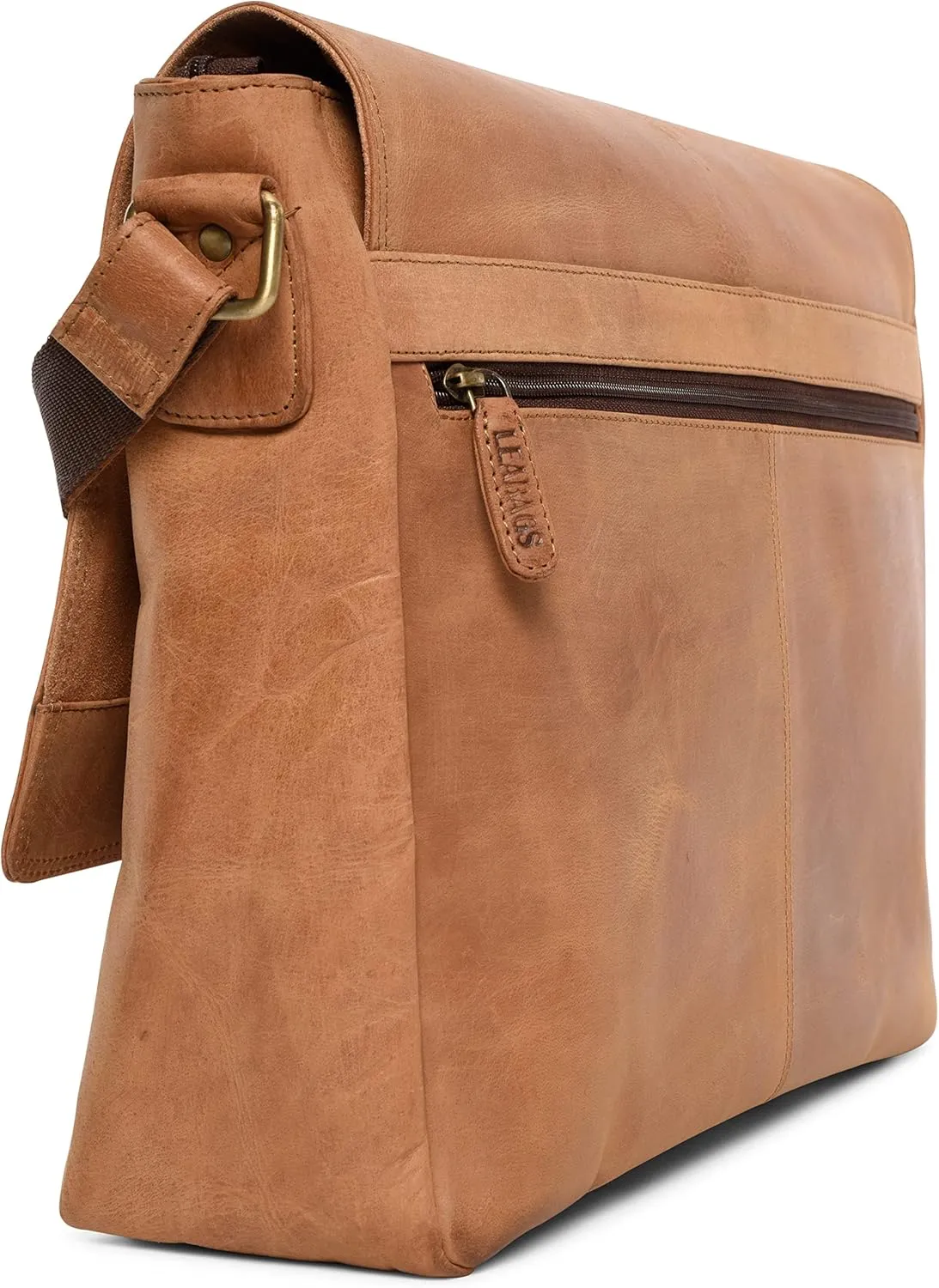 LEABAGS Acapulco genuine buffalo leather shoulder bag I Vintage look I 15 inch laptop I Office Messenger bag I Briefcase