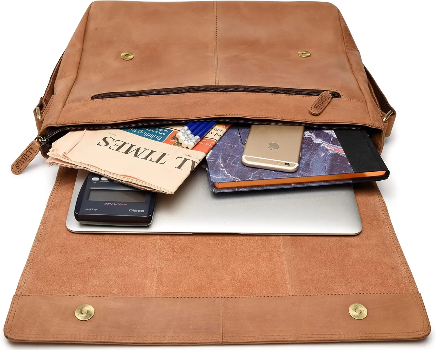 LEABAGS Acapulco genuine buffalo leather shoulder bag I Vintage look I 15 inch laptop I Office Messenger bag I Briefcase