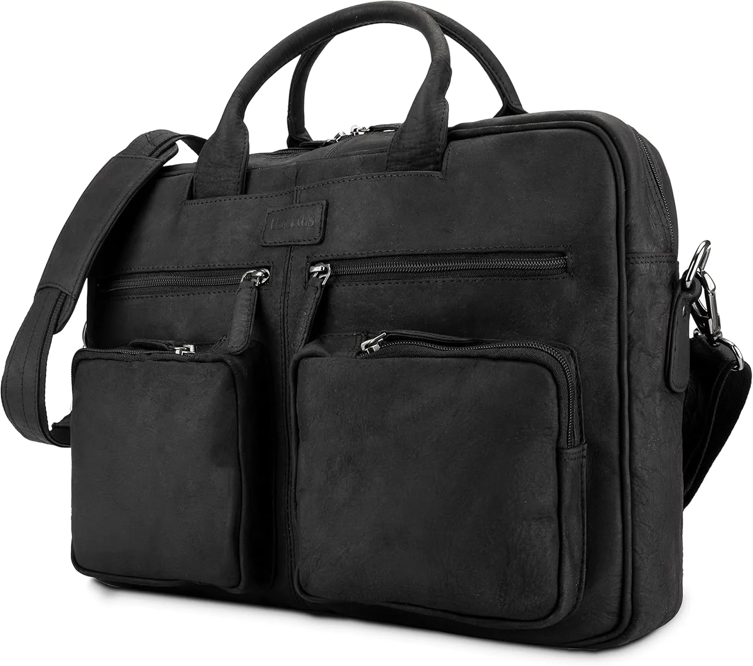 LEABAGS Dallas Leather Shoulder Bag I 15" Laptopbag I Genuine buffalo leather messenger bag I Vintage leather bag I Work bag