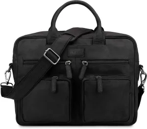 LEABAGS Dallas Leather Shoulder Bag I 15" Laptopbag I Genuine buffalo leather messenger bag I Vintage leather bag I Work bag