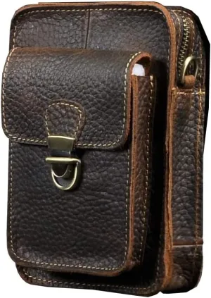 Le'aokuu Mens Genuine Leather Fanny Messenger Shoulder Satchel Waist Bag Pack