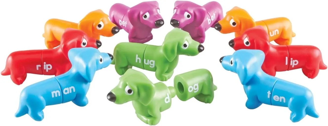Learning Resources Snap-N-Learn Rhyming Pups Toy, Fine Motor Toys, Develops Color Recognition Skills, 20 Pieces, Ages 3 