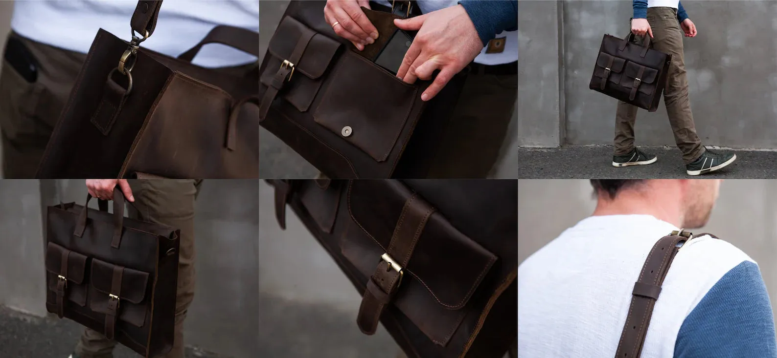 Leather bag men, Messenger bag men