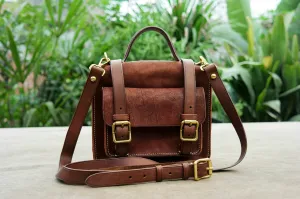Leather Cambridge Bag, Mini Messenger Bag