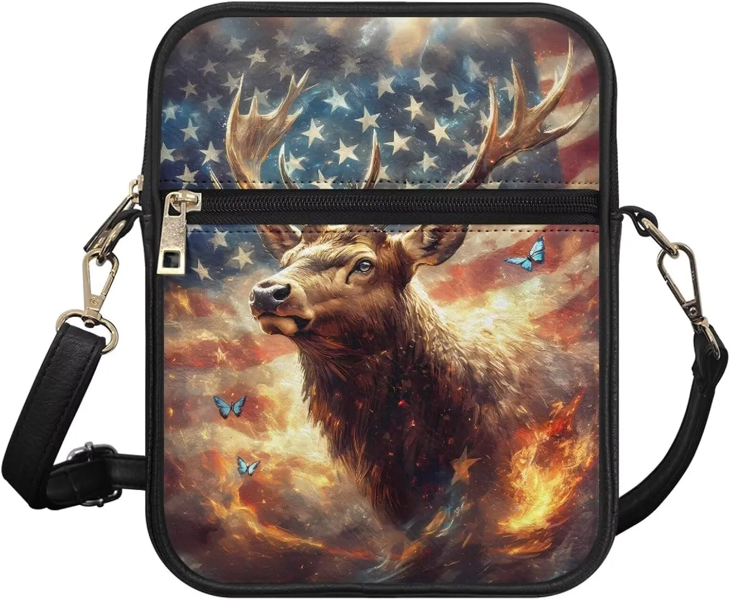 Leather Messenger Bag for Women Men Crossbody Bag Shoulder Bag Sling Travel Bag with Zipper Adjustable Strap
