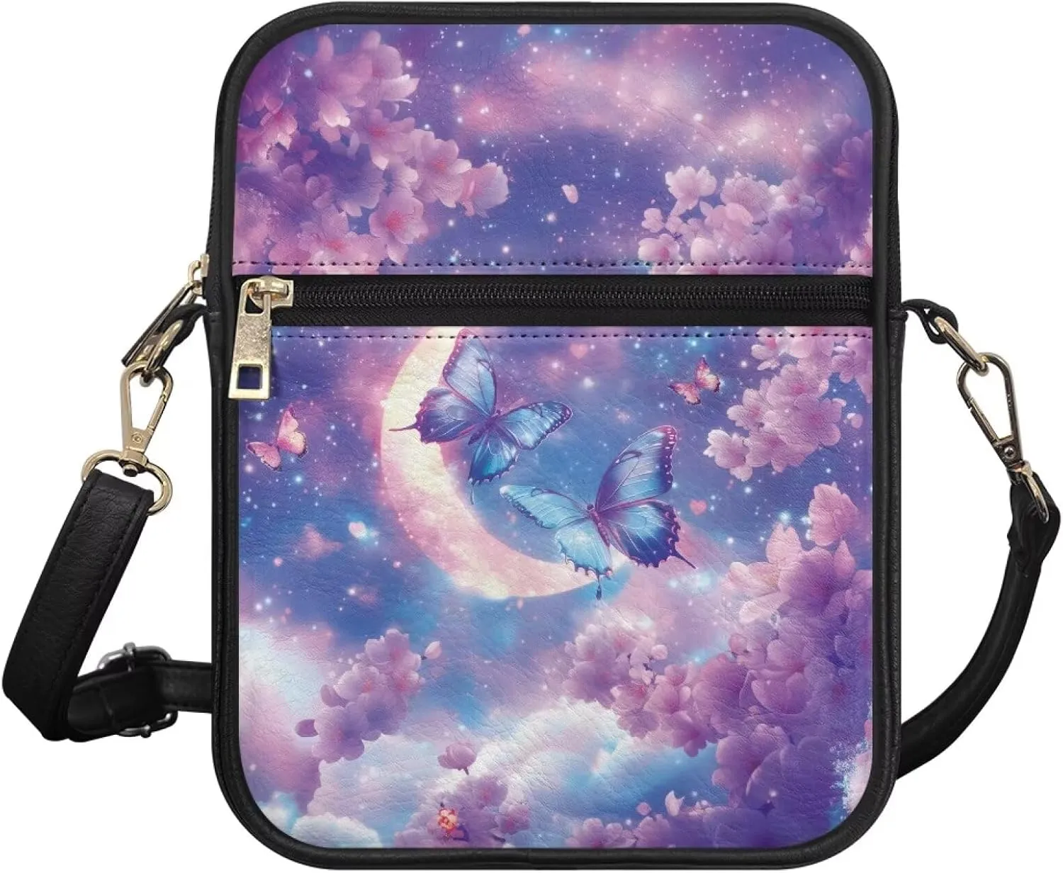 Leather Messenger Bag for Women Men Crossbody Bag Shoulder Bag Sling Travel Bag with Zipper Adjustable Strap