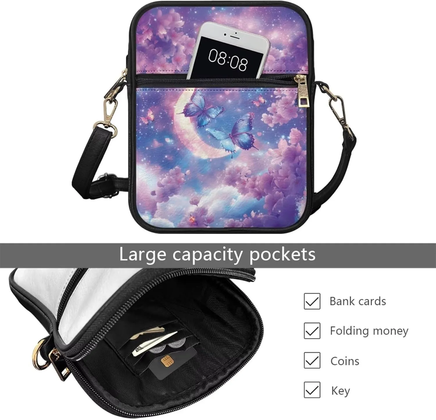 Leather Messenger Bag for Women Men Crossbody Bag Shoulder Bag Sling Travel Bag with Zipper Adjustable Strap