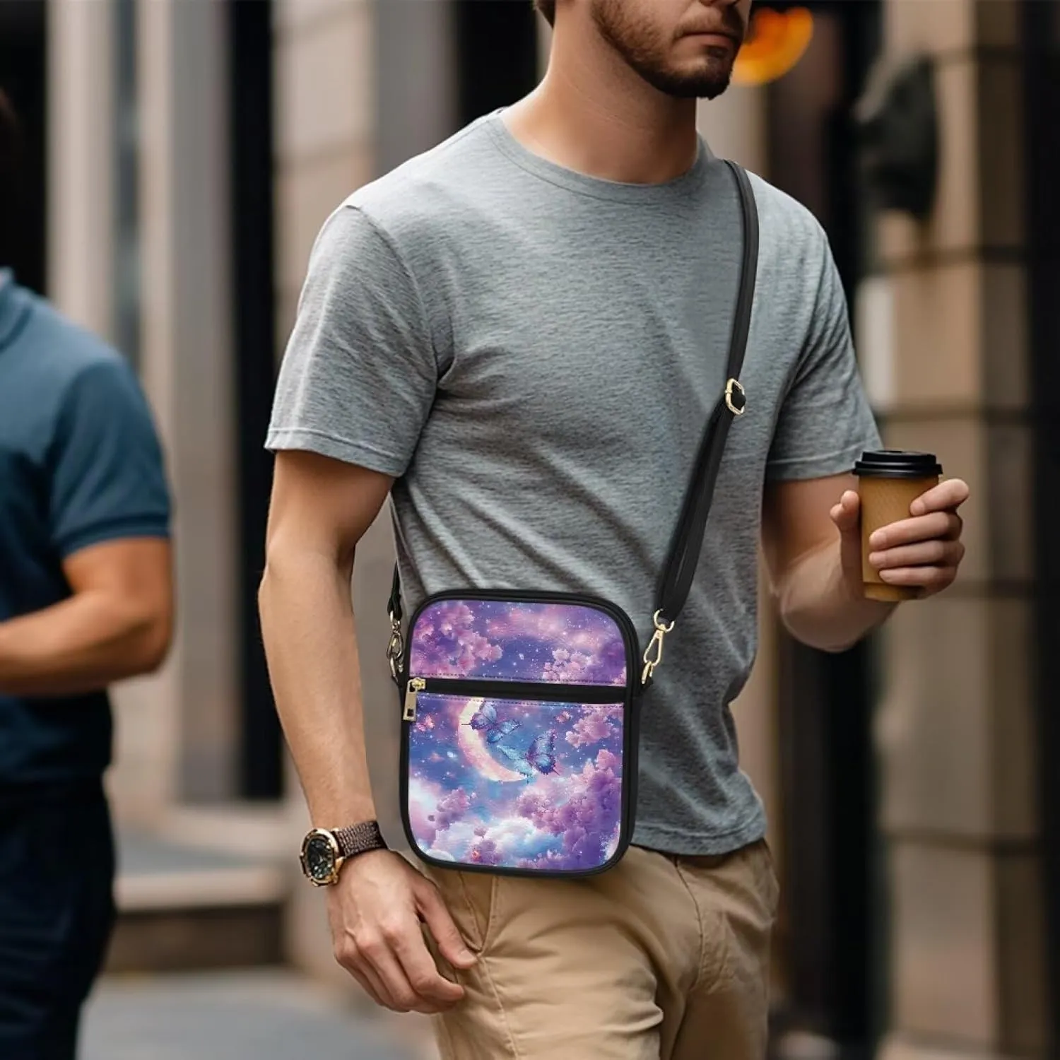 Leather Messenger Bag for Women Men Crossbody Bag Shoulder Bag Sling Travel Bag with Zipper Adjustable Strap