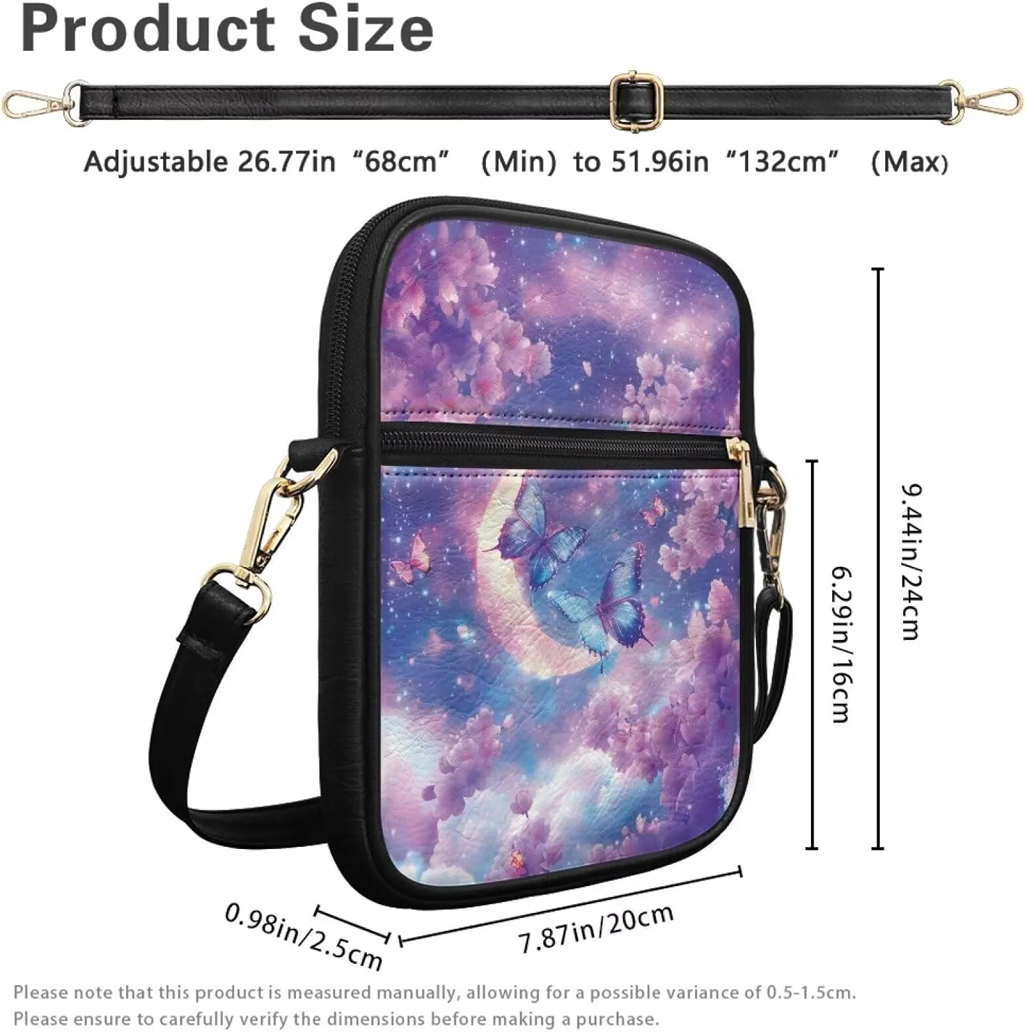 Leather Messenger Bag for Women Men Crossbody Bag Shoulder Bag Sling Travel Bag with Zipper Adjustable Strap
