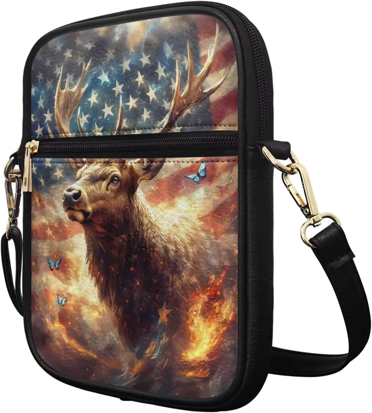 Leather Messenger Bag for Women Men Crossbody Bag Shoulder Bag Sling Travel Bag with Zipper Adjustable Strap