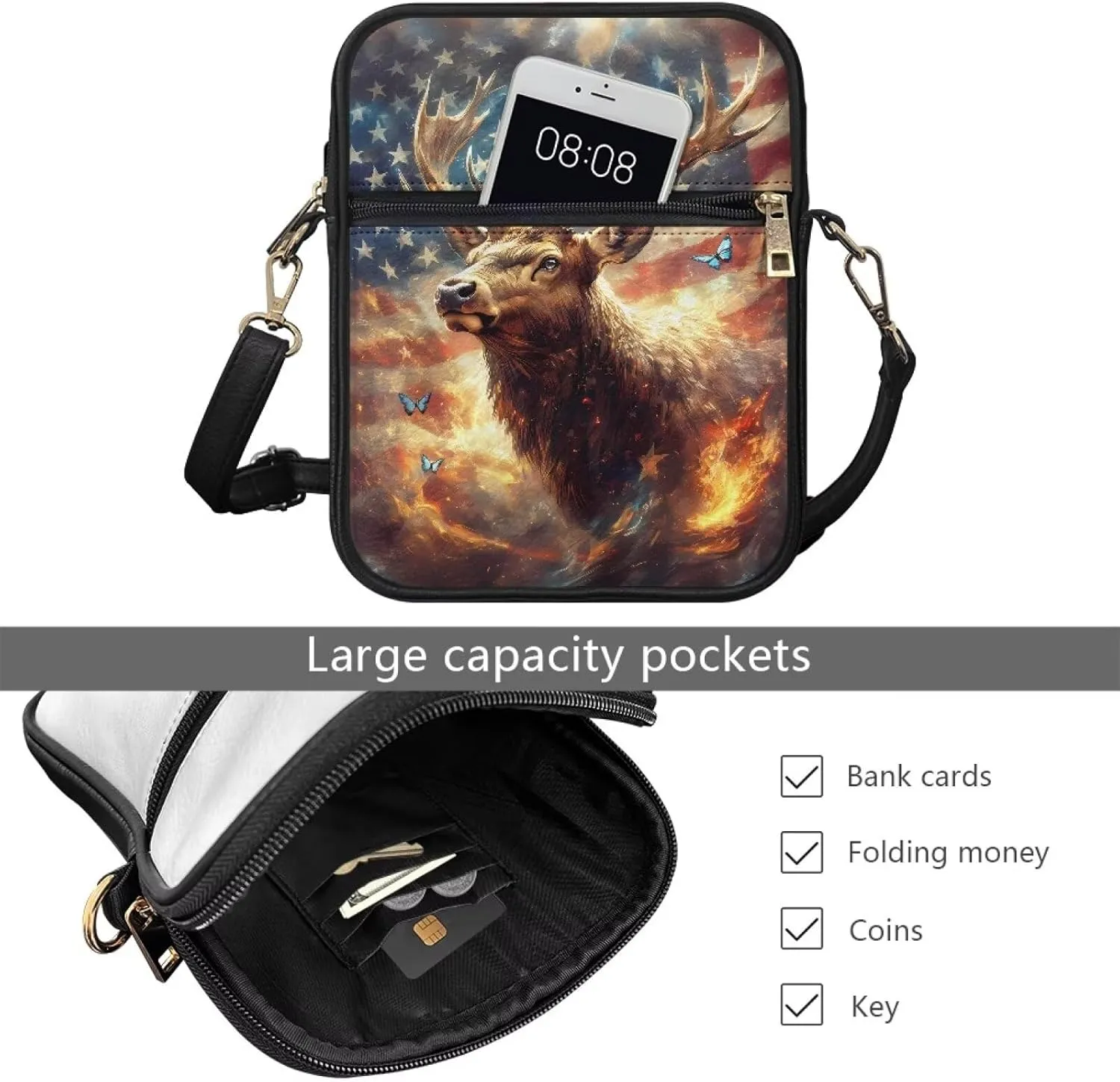 Leather Messenger Bag for Women Men Crossbody Bag Shoulder Bag Sling Travel Bag with Zipper Adjustable Strap