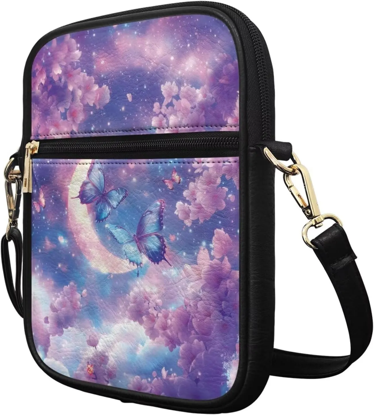 Leather Messenger Bag for Women Men Crossbody Bag Shoulder Bag Sling Travel Bag with Zipper Adjustable Strap