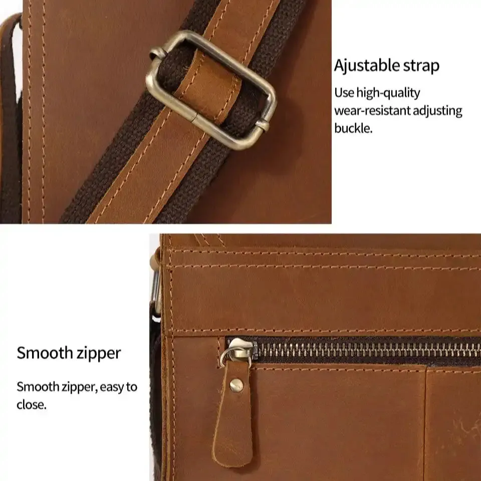 Leather Sleek Design Men's Crossbody Bag