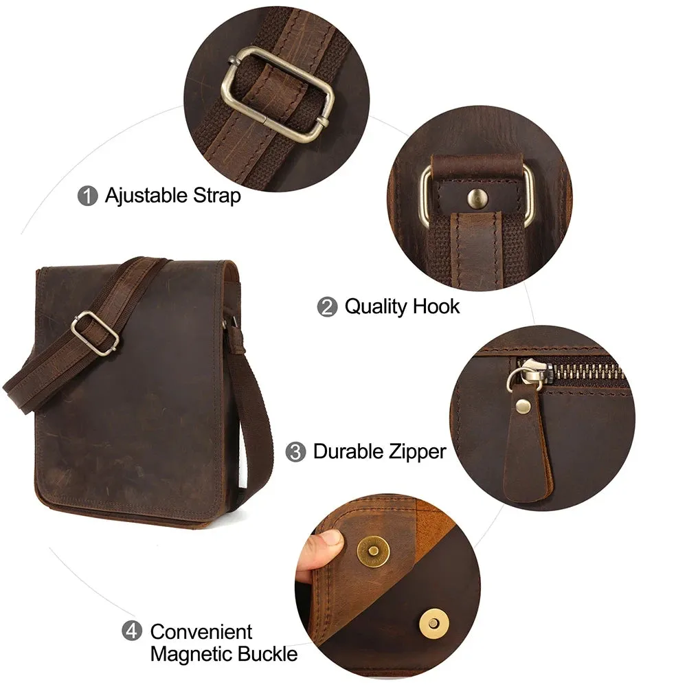 Leather Sleek Design Men's Crossbody Bag