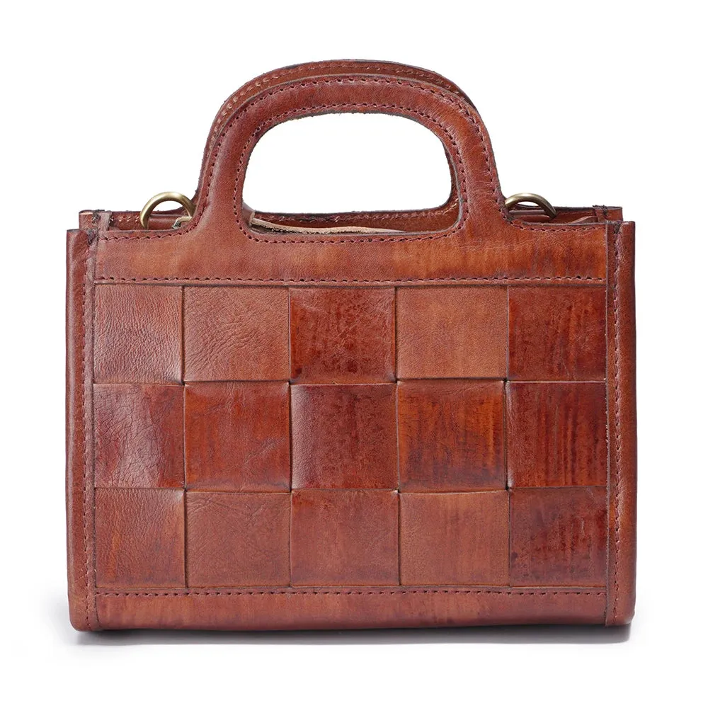 Leather Weave Mini Crossbody