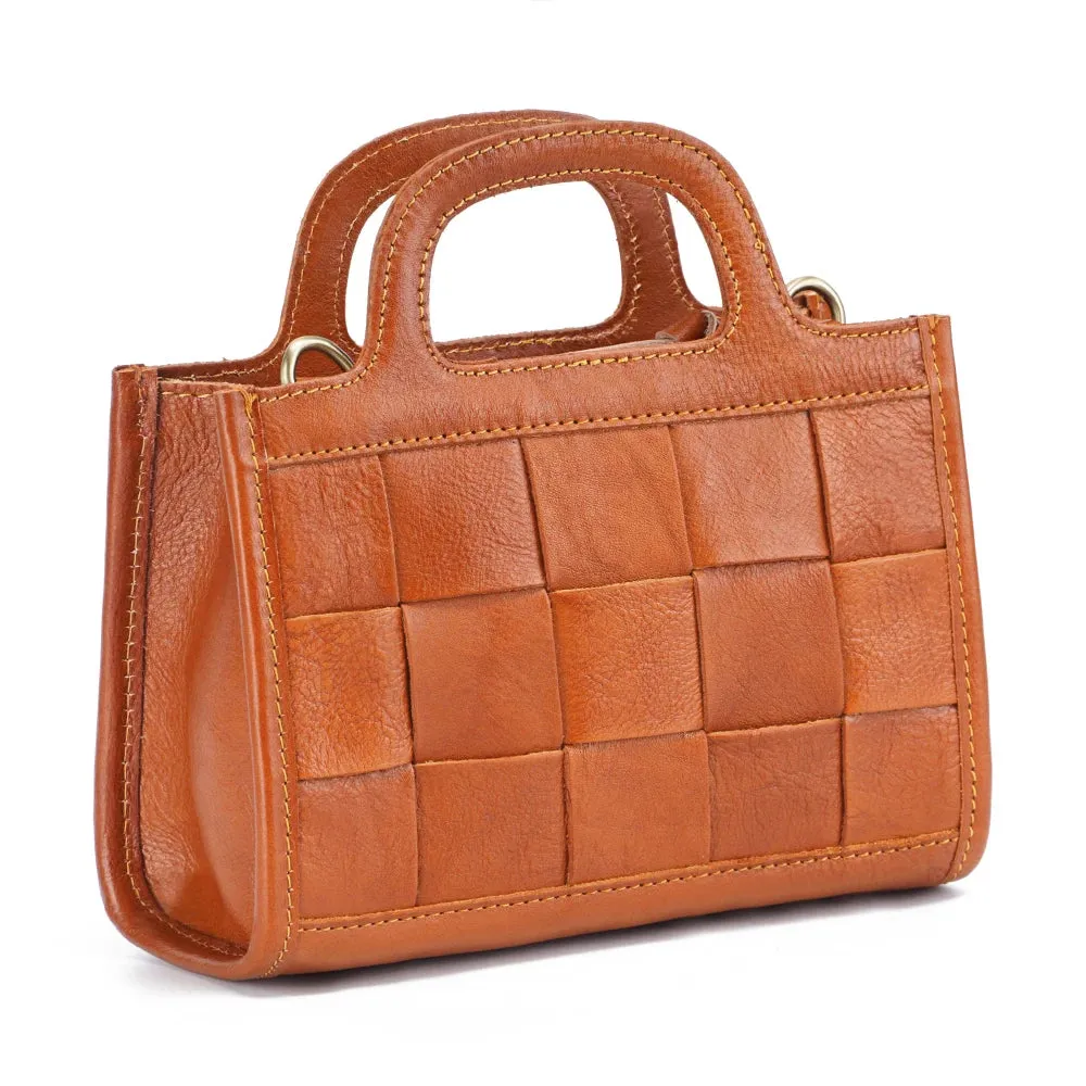 Leather Weave Mini Crossbody