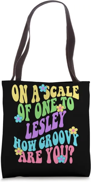 LESLEY Cute Retro Girls Groovy LESLEY Personalized Name Tote Bag