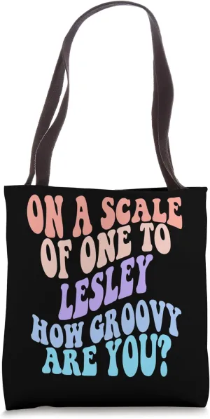 LESLEY Cute Retro Girls Groovy LESLEY Personalized Name Tote Bag