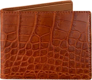 Light Brown Leather Wallet For Men With Flip Up ID Holder Credit Card Premium Croc Wallet AIIigator Bifold RFID Blocking Handmade Gift For Birthday Wedding Anniversary Father's Day VINAM-30