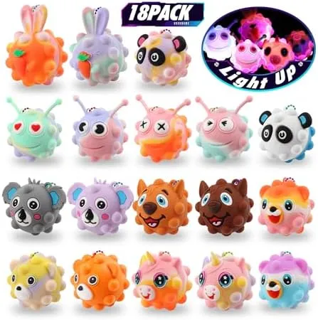 Light Up Animal Pop Balls Toys Party Favors,Goodie Bags Stuffers for Kids,Glow in Dark Pop Balls Birthday Party Favors,Pinata Stuffers,Carnival Prizes,Classroom Prizes