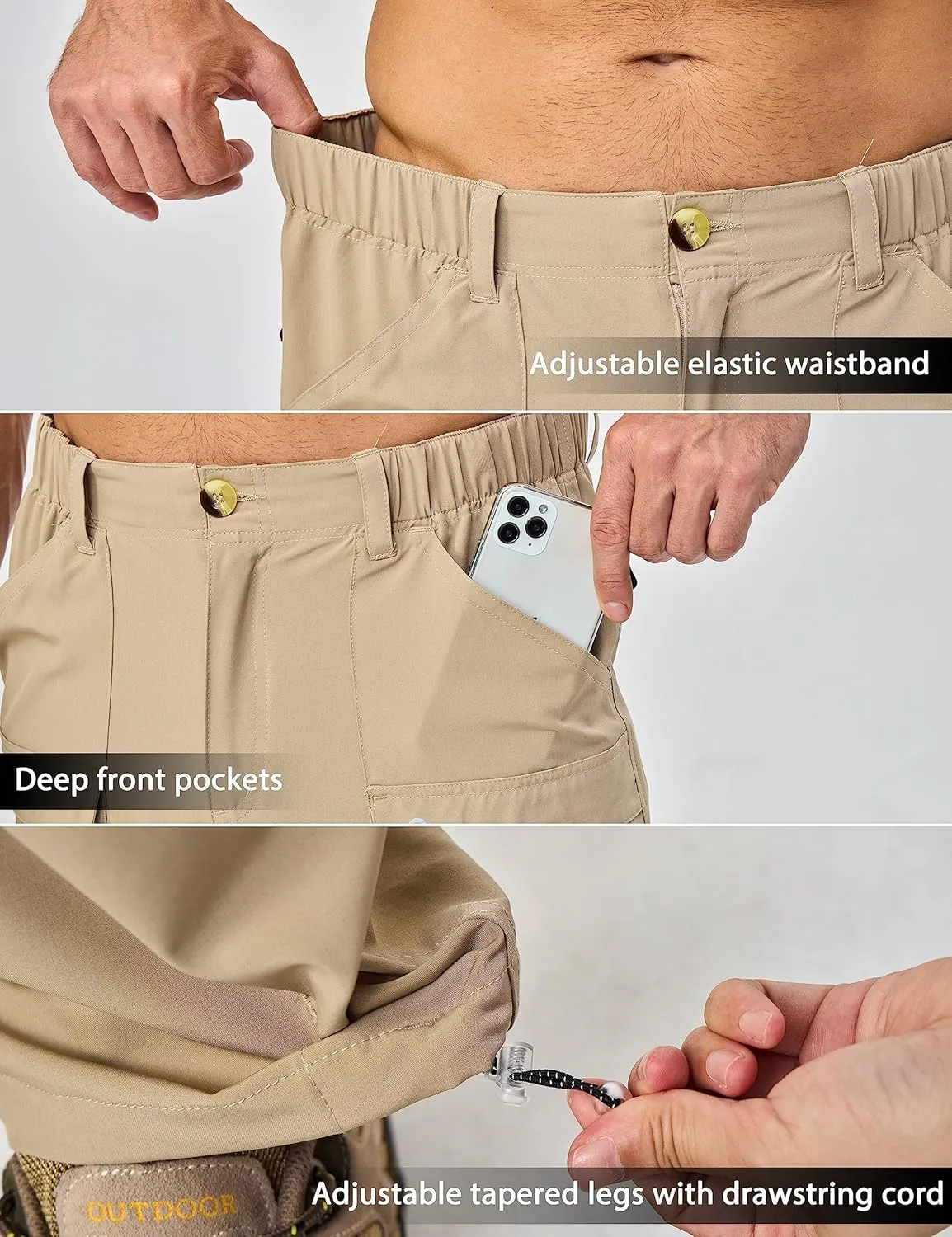 Little Donkey Andy Men's Stretch Convertible Pants Zip-Off Lightweight Quick-Dry Hiking Fishing Travel Pants