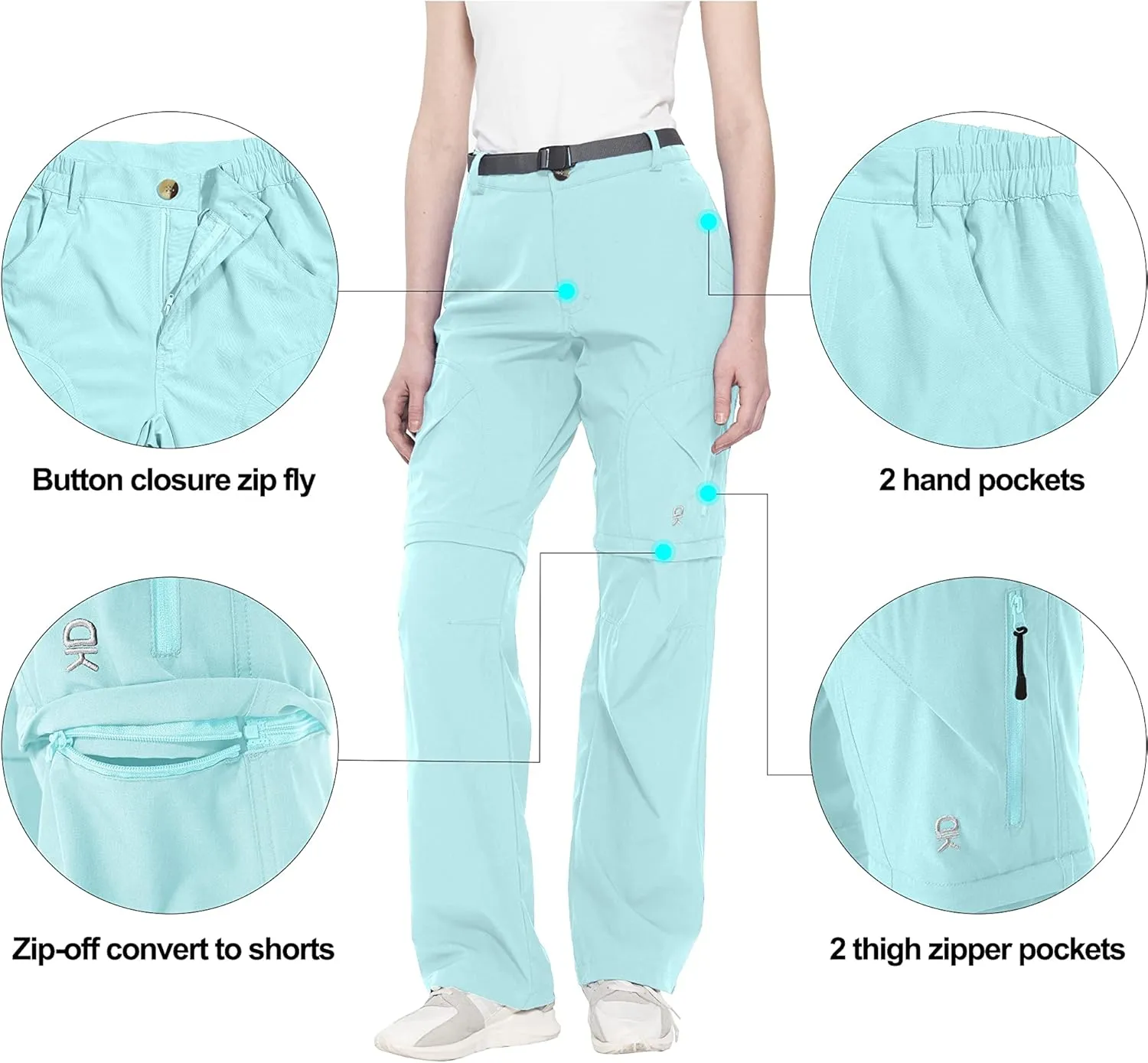 Little Donkey Andy Women's Convertible Hiking Pants Quick Dry Zip Off Shorts Lightweight Fishing Travel Trousers