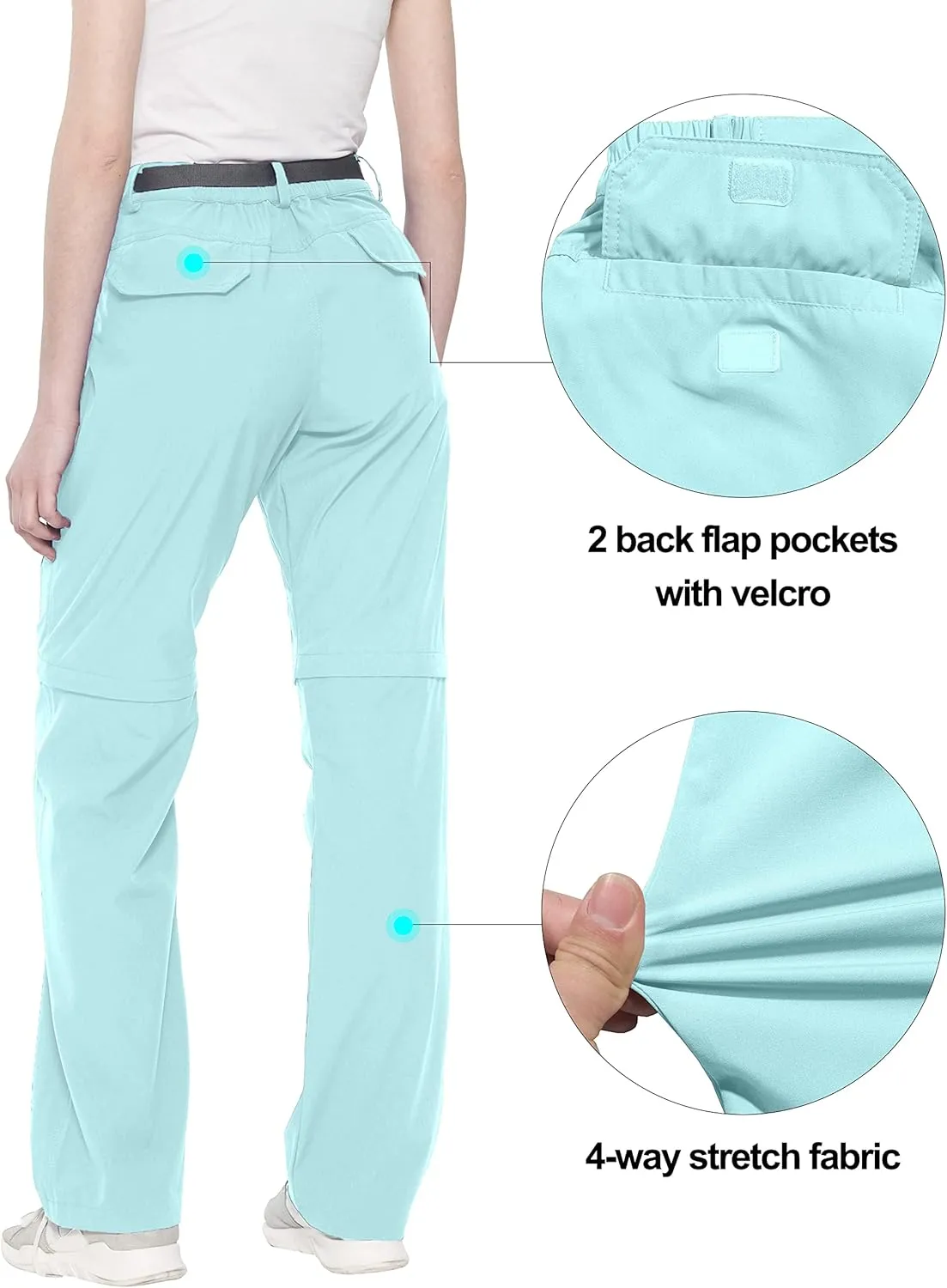 Little Donkey Andy Women's Convertible Hiking Pants Quick Dry Zip Off Shorts Lightweight Fishing Travel Trousers