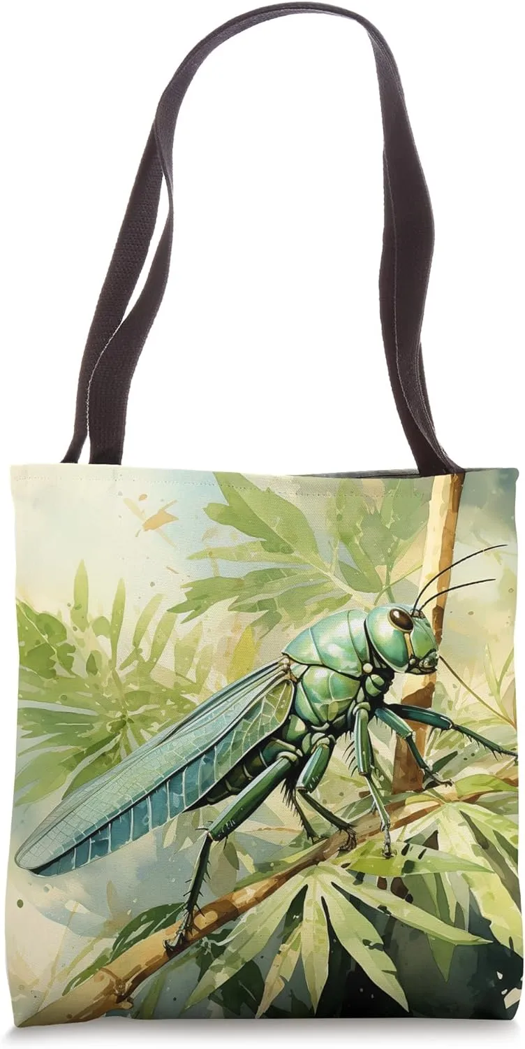 Locust Palm Leaves Watercolor Graphic Tote Bag