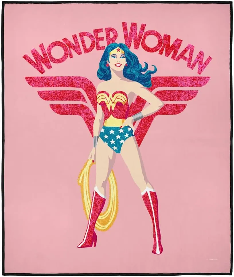 LOGOVISION Wonder Woman Picnic Outdoor Blanket, 50"x60" Ww Sparkle, Foldable Blanket for Picnic, Beach, Camping, Park, Tailgate